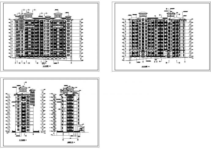 高层住宅建筑施工cad图(含立面图，共四张)_图1