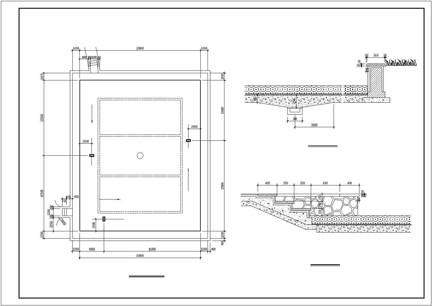 门球场设计做法剖面CAD参考图