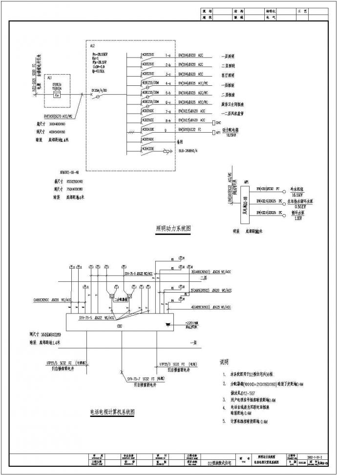 某小区别墅电气CAD施工图纸_图1