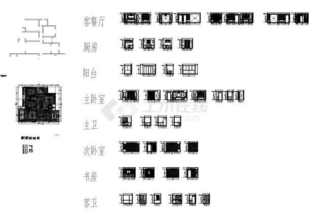 法式古典风格样板间装修施工图（附效果图）-图一