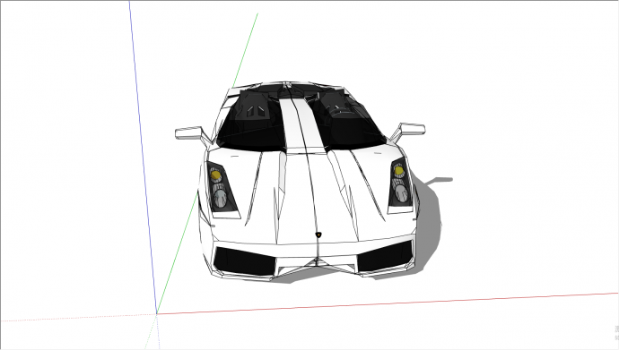 白色现代跑车汽车设计su模型_图1