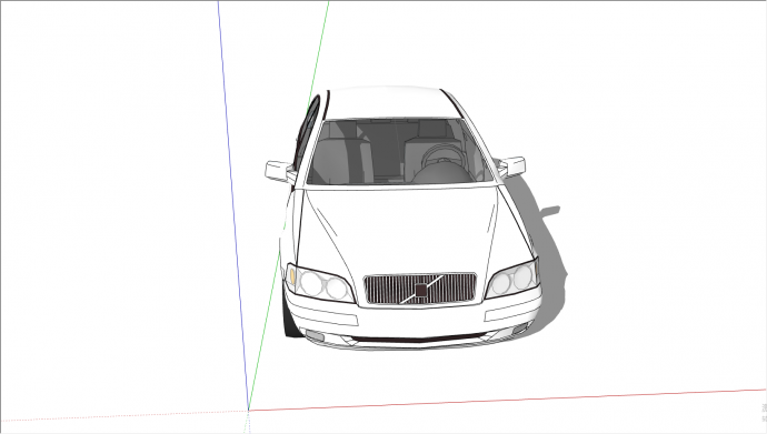 小型白色简约轿车设计su模型_图1