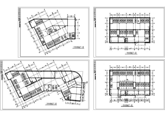 苏州小区地下车库设计方案cad图，共4张_图1