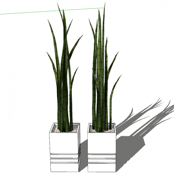 两小盆绿色盆栽植物su模型_图1