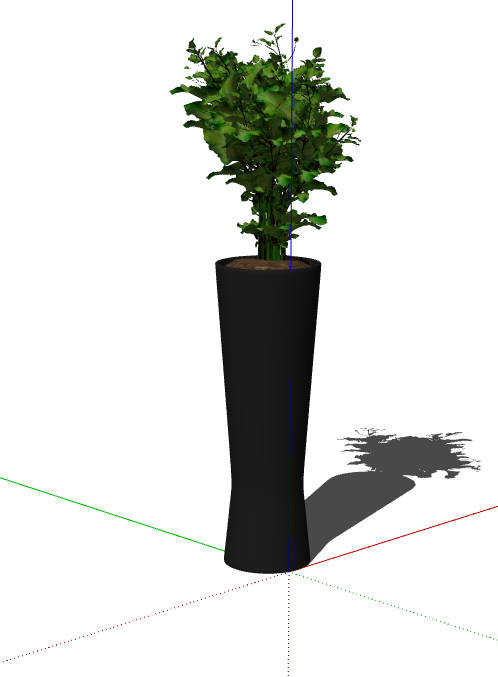 黑色大气花瓶绿植盆栽 su模型_图1