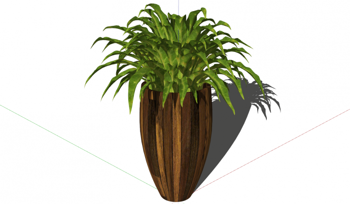 绿植盆栽木制盆椭圆形su模型_图1