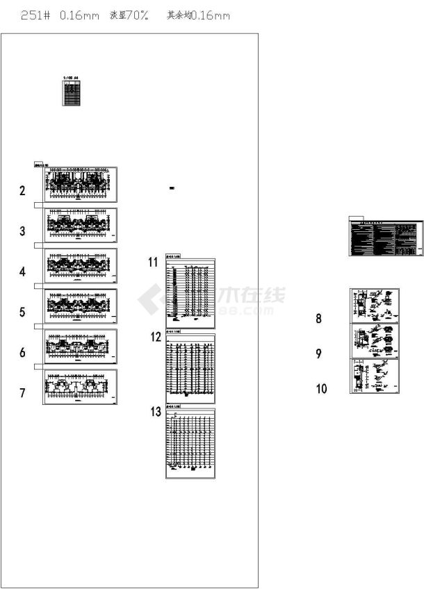 某19层一类高层住宅给排水消防设计cad全套施工图（冷凝水系统，含设计说明，含8栋楼设计）-图一