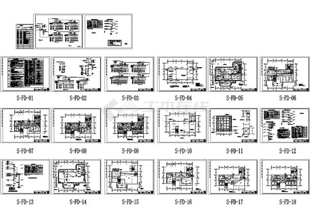 福建联通东山办公楼三层电气设计cad图纸，共21张-图一