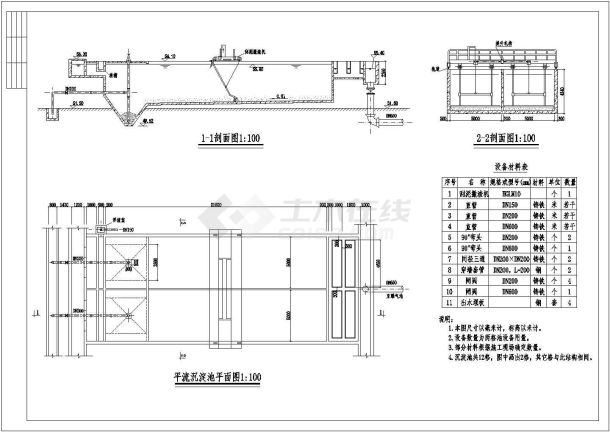 污水平流沉淀池建筑布置参考cad图-图一