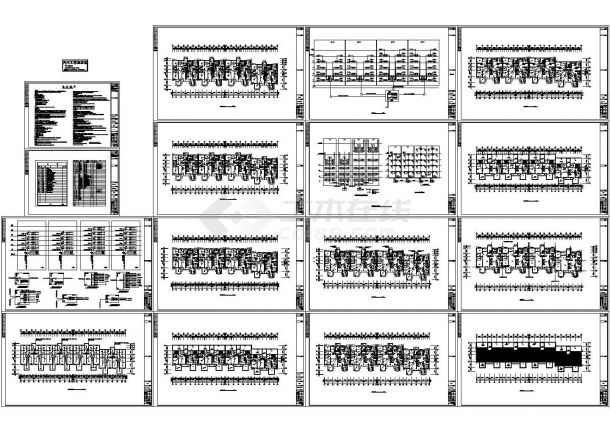 三幢多层住宅楼电气系统设计施工cad图纸，共十六张-图一