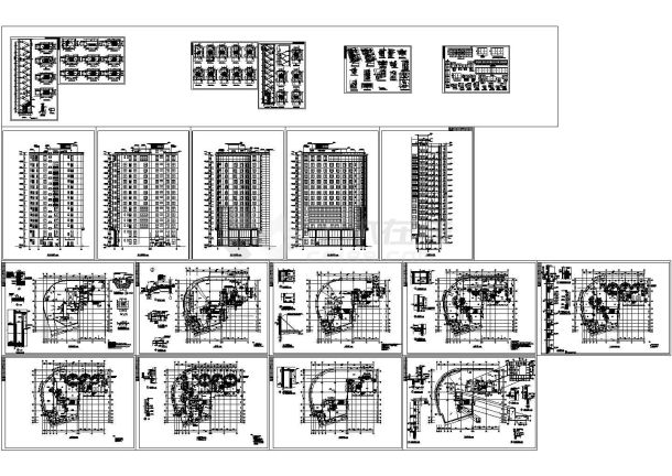 福建高层旅馆住宅建筑设计施工cad图纸（含地下一层，共二十张）-图一