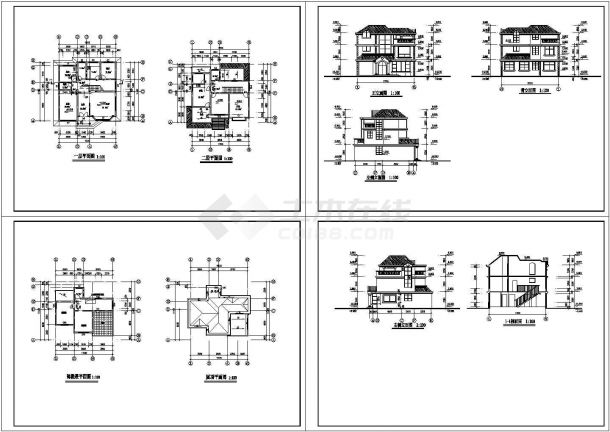 某二层带阁楼层框架结构现代风格田园别墅设计cad全套建筑施工图（甲级院设计）-图二