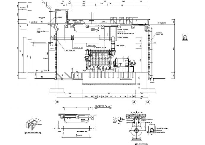某发电机室配管详细设计cad施工图_图1