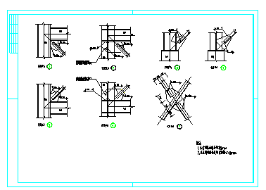 钢框架结构支撑节点构造详图_图1