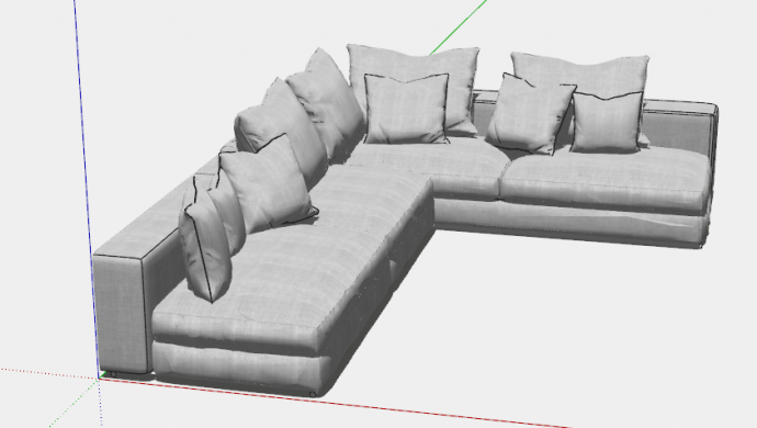 简约奶油风布艺组合沙发su模型_图1