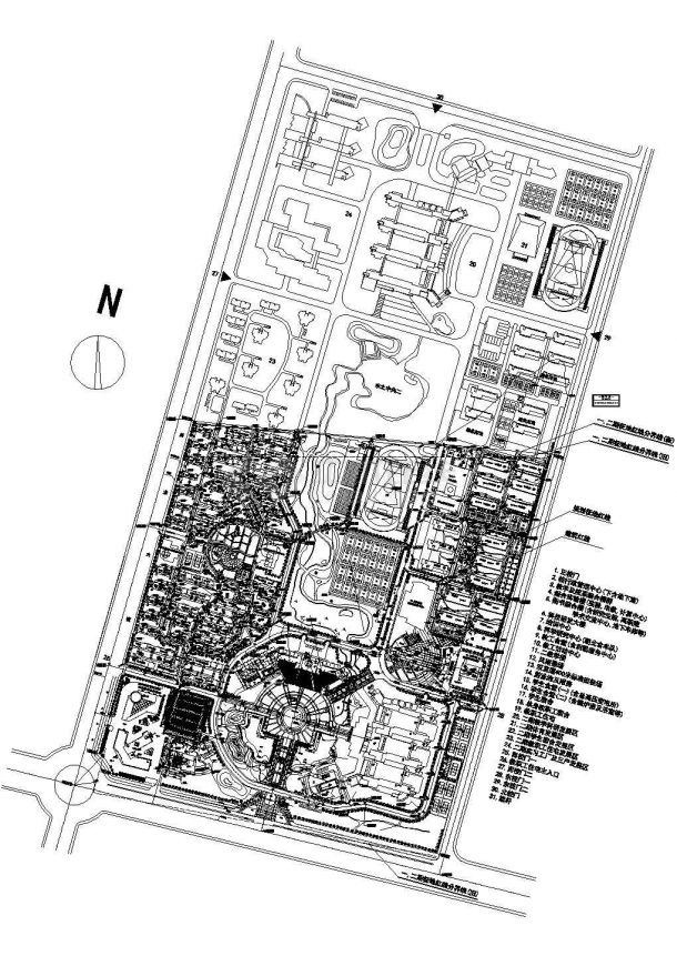 某城市温泉城建筑总体规划设计cad施工总平面图（甲级院设计）-图一