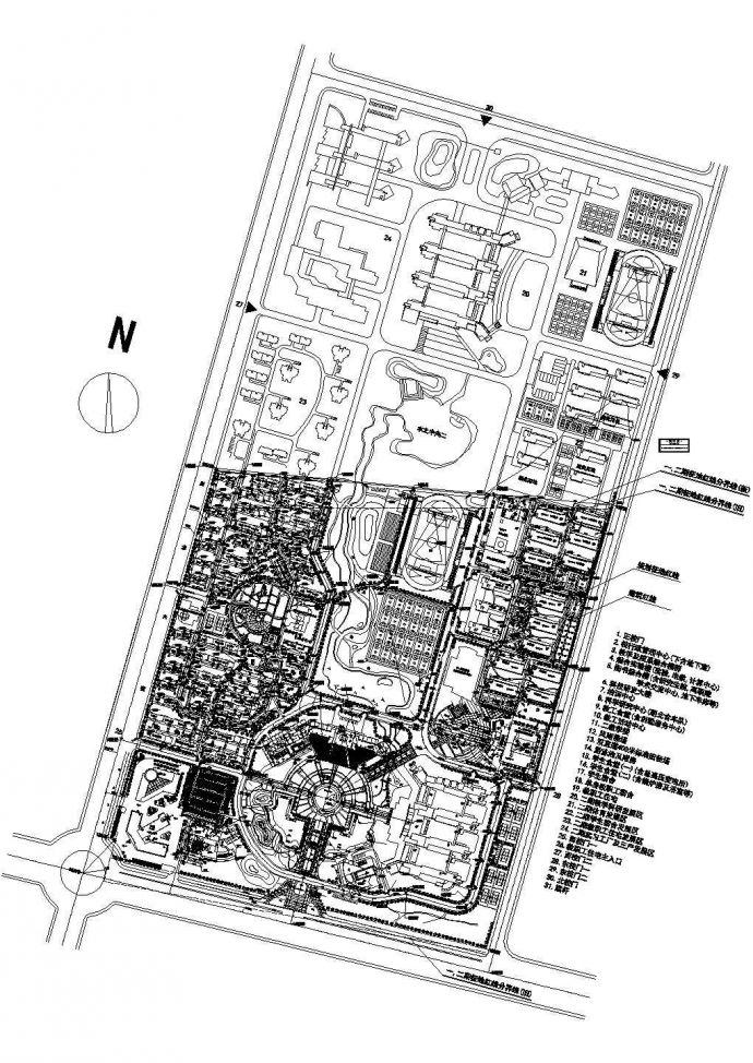 某城市温泉城建筑总体规划设计cad施工总平面图（甲级院设计）_图1