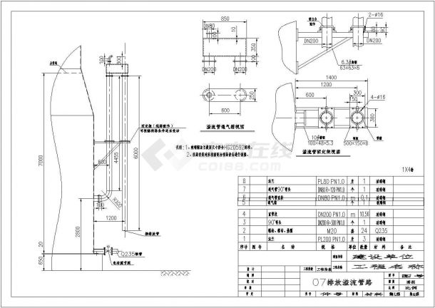 山东某纸业公司锅炉烟气脱硫工程白泥法脱硫管路设计CAD施工图-图一