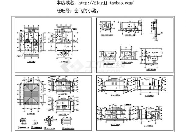 长12.9米 宽10.2米 2层坡屋顶别墅建筑施工图（含平立剖、节点丰富）-图一