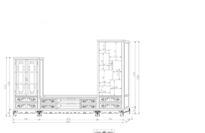高低组合象头电视柜结构设计图_图1