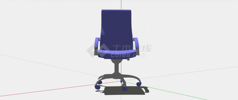 紫色带扶手旋转办公椅子su模型-图二