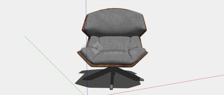深灰色布艺旋转办公椅子su模型-图二