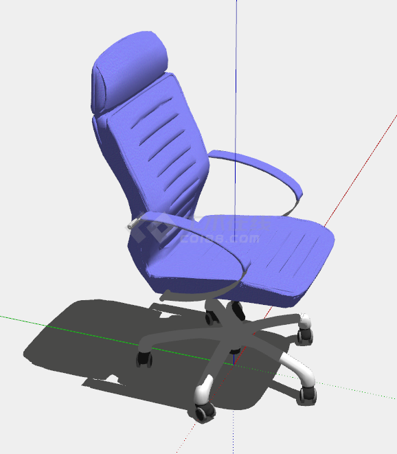 紫色带按摩靠背和简易扶手的办公椅子su模型-图二
