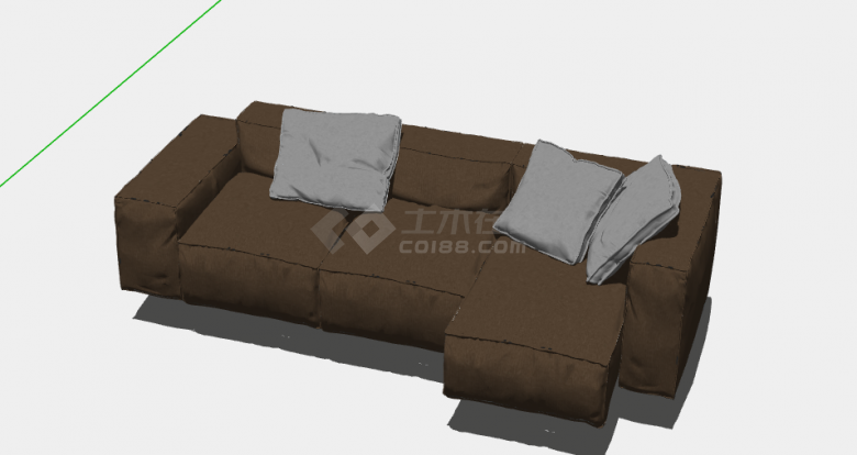 棕色耐脏家用组合沙发的SU模型-图一