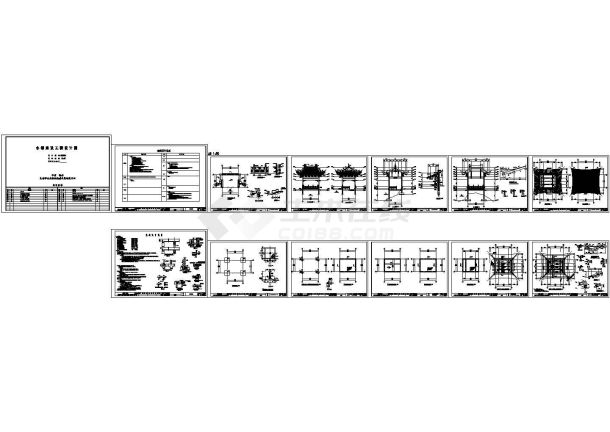 某仿古长廊设计cad全套建筑图（含设计说明，含结构设计）-图二