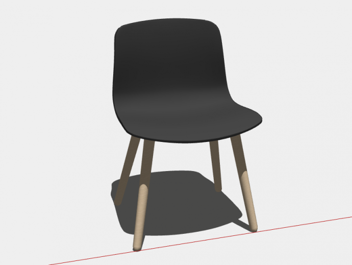 一张棕色的座面是木制的无扶手椅子su模型_图1