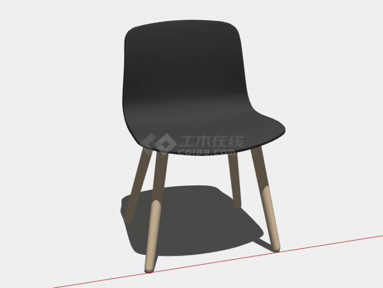 一张棕色的座面是木制的无扶手椅子su模型-图一