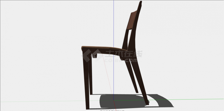 棕色小型简约无扶手椅子su模型-图二