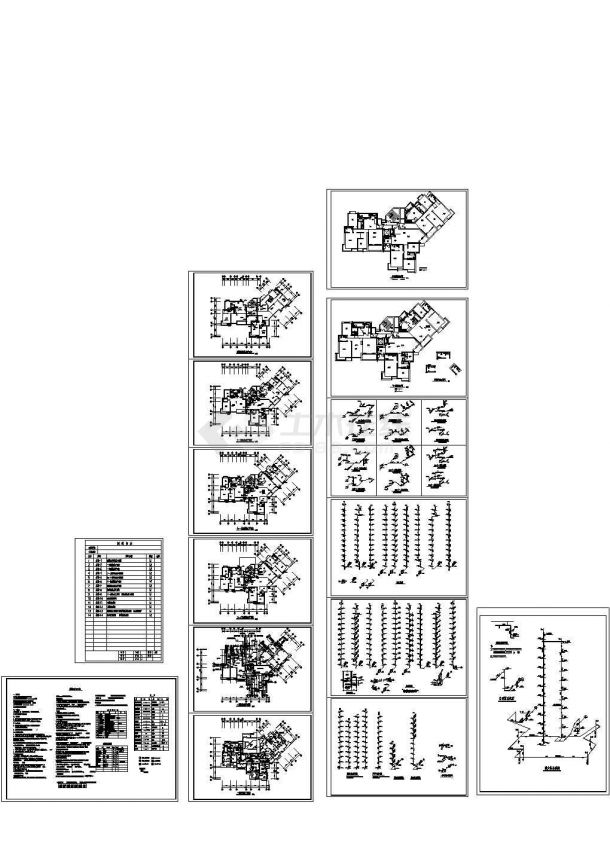 某11层住宅楼给排水消防设计cad图纸-图一
