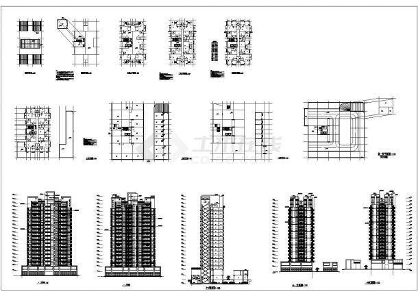 上海高层商务住宅建筑设计施工cad图纸，共十三张-图二