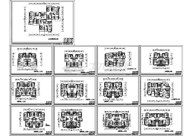 高佳苑小区户型住宅建筑设计施工cad图纸，共十三张-图一
