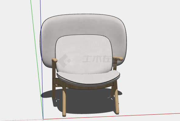 白色舒适靠背扶手椅子su模型-图二