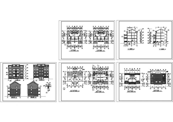 某三层住宅方案设计cad图，共十二张_图1