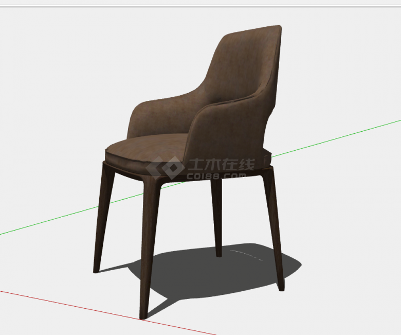 一款棕色的扶手椅子su模型-图二