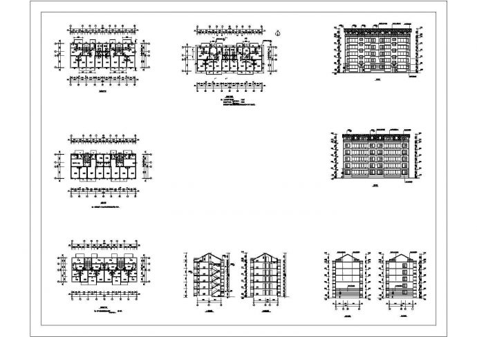 五层带阁楼层住宅建筑设计施工cad图纸，共八张_图1