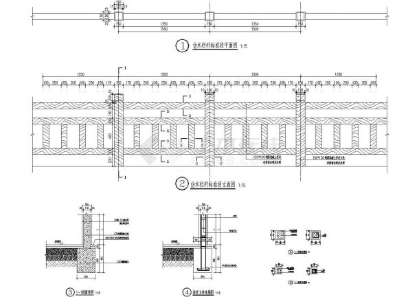 全套混凝土仿木栏杆CAD设计详图-图一