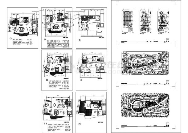 国外别墅规划设计建筑施工cad图纸，共八张-图一