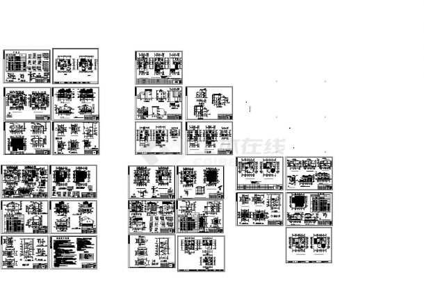 五套独立二至三层别墅设计建筑施工cad图纸，共二十九张-图一