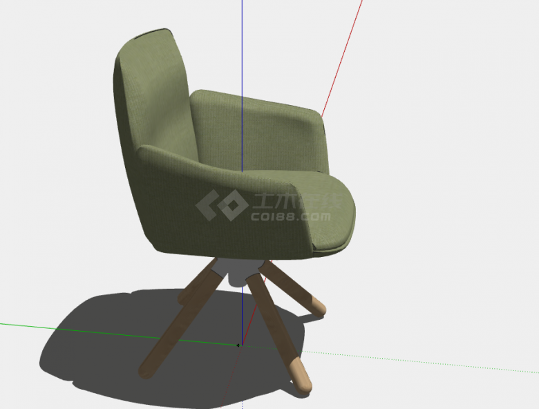 一款绿色的布艺面的扶手椅子su模型-图一
