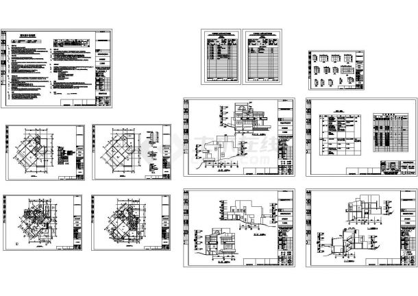 某三层砖混结构别墅（378.7㎡）设计cad全套建筑施工图（含设计说明）-图一