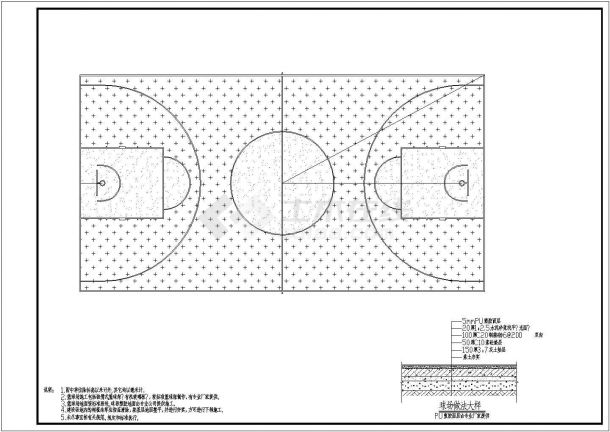 标准篮球场尺寸图及场面做法cad图（标注详细）-图一