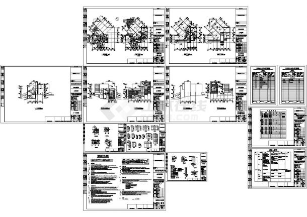 某三层砖混结构别墅（338.8㎡）设计cad全套建筑施工图（含设计说明）-图二