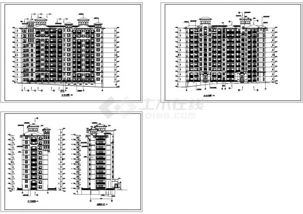 贵州多层住宅楼建筑设计施工cad图纸，共三张-图二