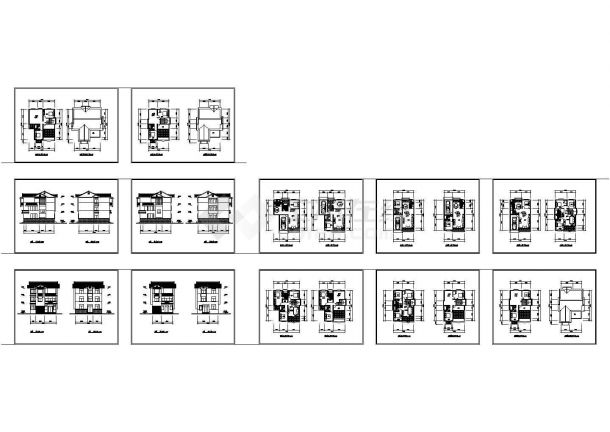 某村镇三层住宅方案设计cad图，共十二张-图一