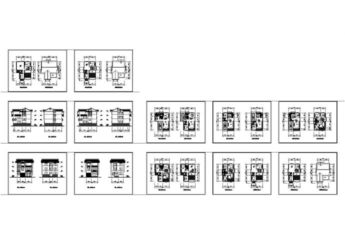 某村镇三层住宅方案设计cad图，共十二张_图1