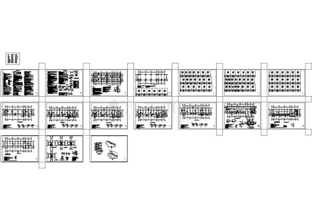 多层框架教学楼及梁板式筏板基础设计cad全套结构施工图纸（8度区，含设计说明）-图二